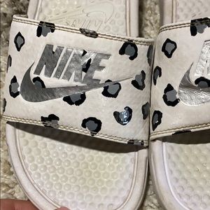 leopard nike slides